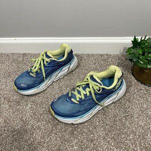 Hoka One One Women's Clifton 3 Running Shoes Sneakers Size US 7.5 W Blue Green